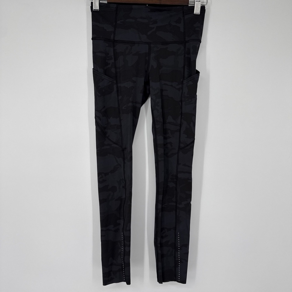 Lululemon Fast and Free Tight II 25" Nulux Incognito Camo Multi Gray Size 4 Yoga